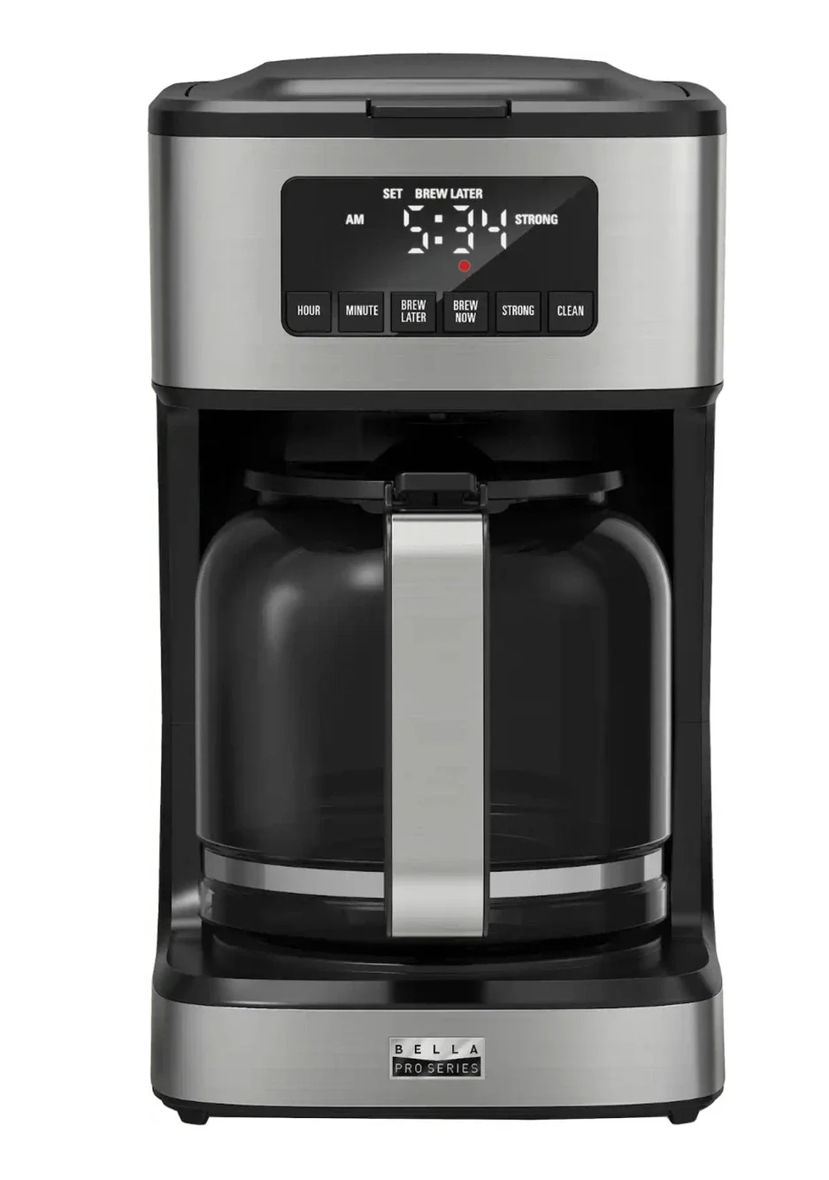 bella PRO 12-Cup Programmable Coffee Maker Stainless Steel Black LED Screen NEW